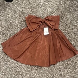Zara Rust Brown Mini Dress with Bow